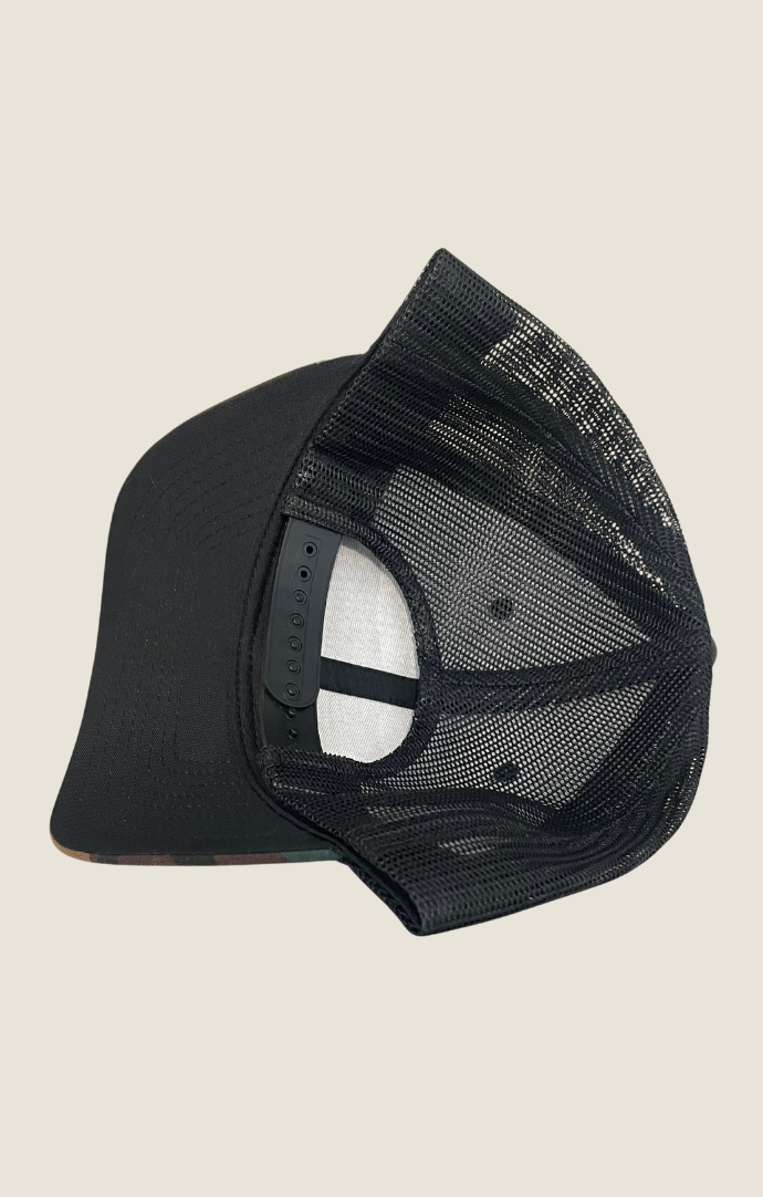 Timeless Wisdom Black Leather Patch Snap Back Closure Hat