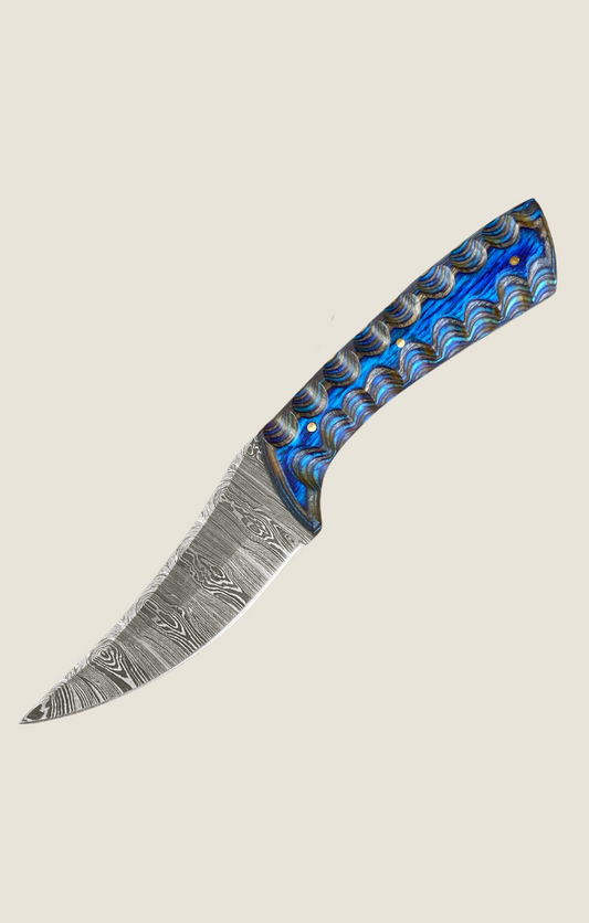 New Old Way 8' Blue Wood Damascus Steel Knife