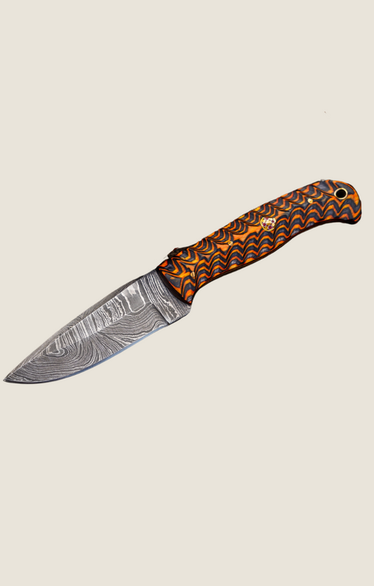 New Old Way 8' Orange Wood Damascus Steel Knife